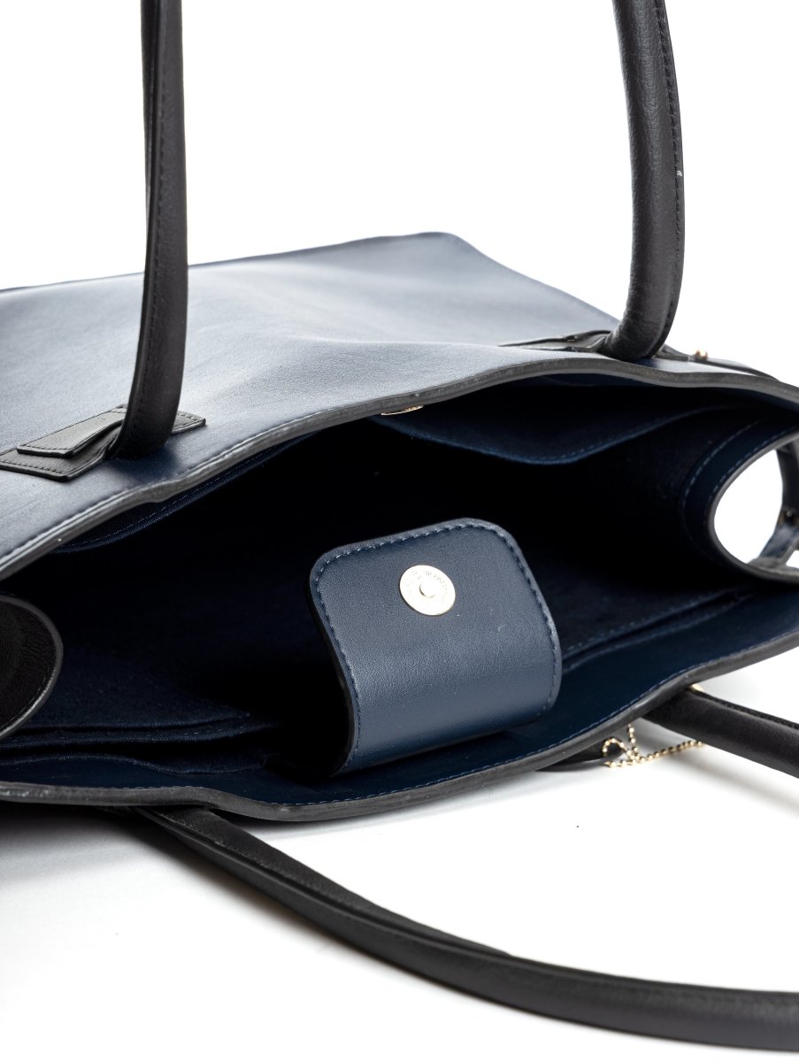 Aranyani - Navy Blue and Black Women's Bag Made with Cactus Leather