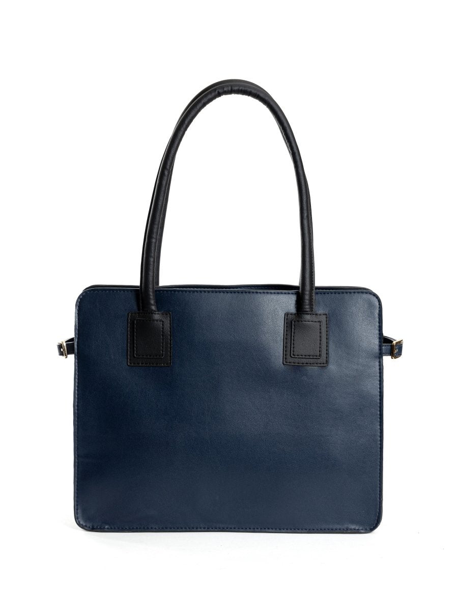 Aranyani - Navy Blue and Black Women's Bag Made with Cactus Leather