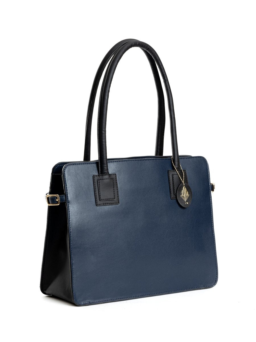Aranyani - Navy Blue and Black Women's Bag Made with Cactus Leather