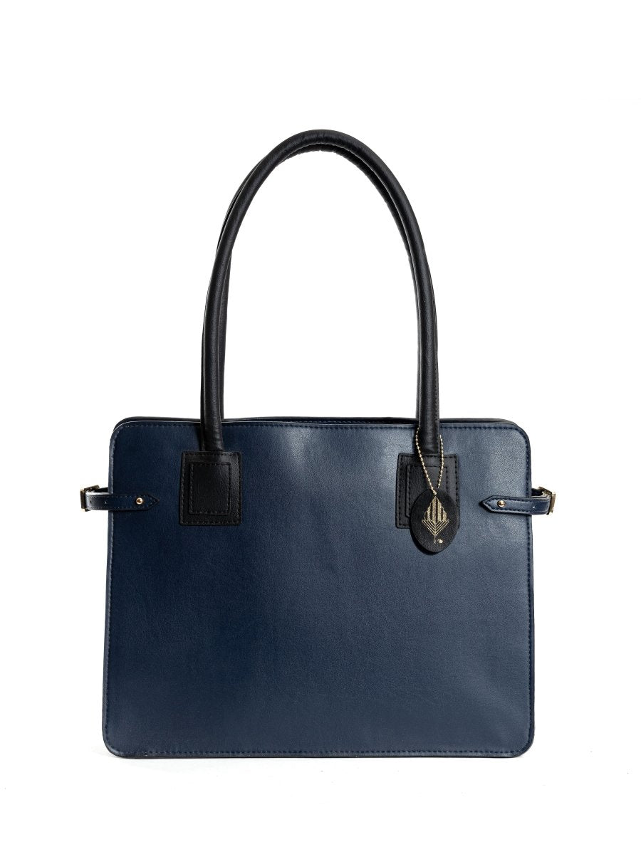 Aranyani - Navy Blue and Black Women's Bag Made with Cactus Leather