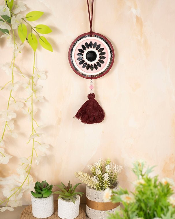 Artisanal Lippan Mirror – Handcrafted Mud & Mirror Wall Decor – Home & Garden on Brown Living™. SKU: ANTALMSHH. Img 10.