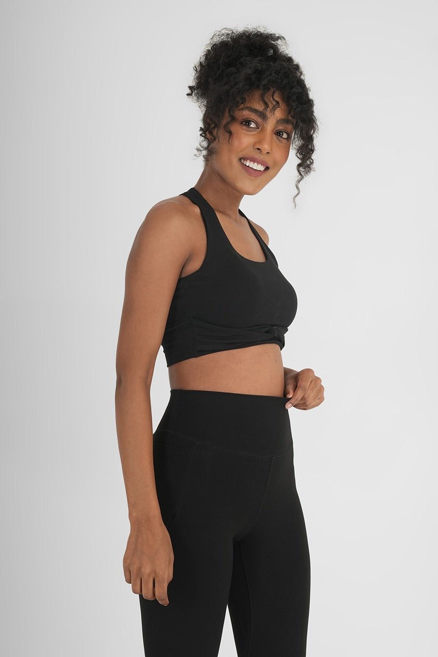 Ash Snug Fit Athletic Sports Bra | Seamless Comfort & Support – Womens Top on Brown Living™. SKU: ELASHBLKXS. Img 3.