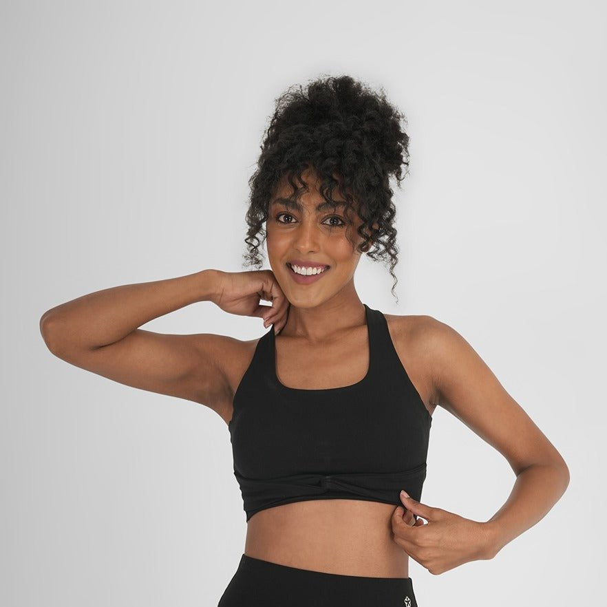 Ash Snug Fit Athletic Sports Bra | Seamless Comfort & Support – Womens Top on Brown Living™. SKU: ELASHBLKXS. Img 2.