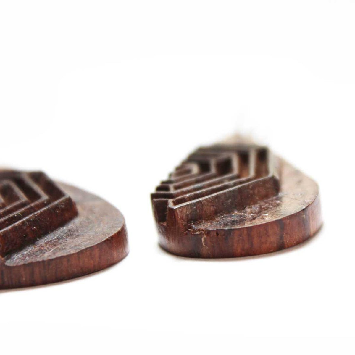 Ashvini Rekh Wooden Earrings With Wood Block Carving – Jewellery on Brown Living™. SKU: UARKHWJER011. Img 3.