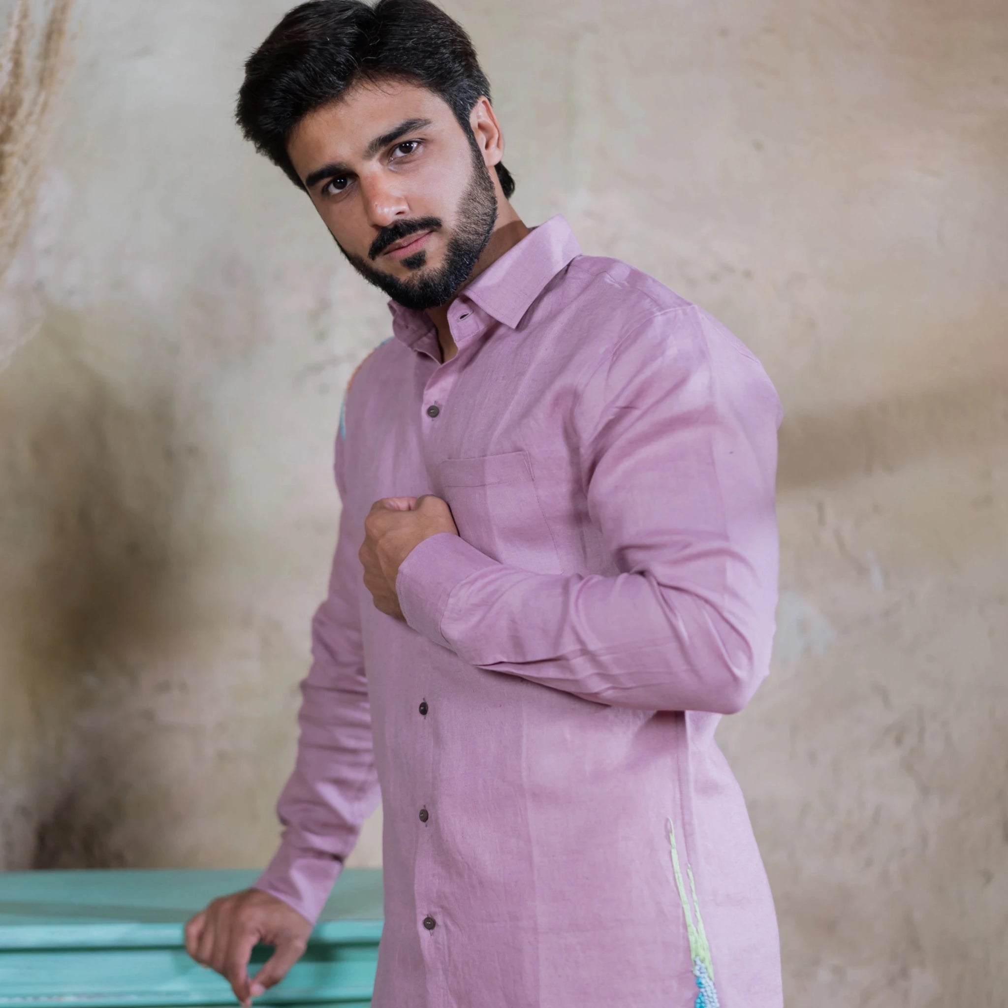 Ather Linen Shirt For Men Breathable Casual Shirt – Mens Shirt on Brown Living™. SKU: Aayu31. Img 2.