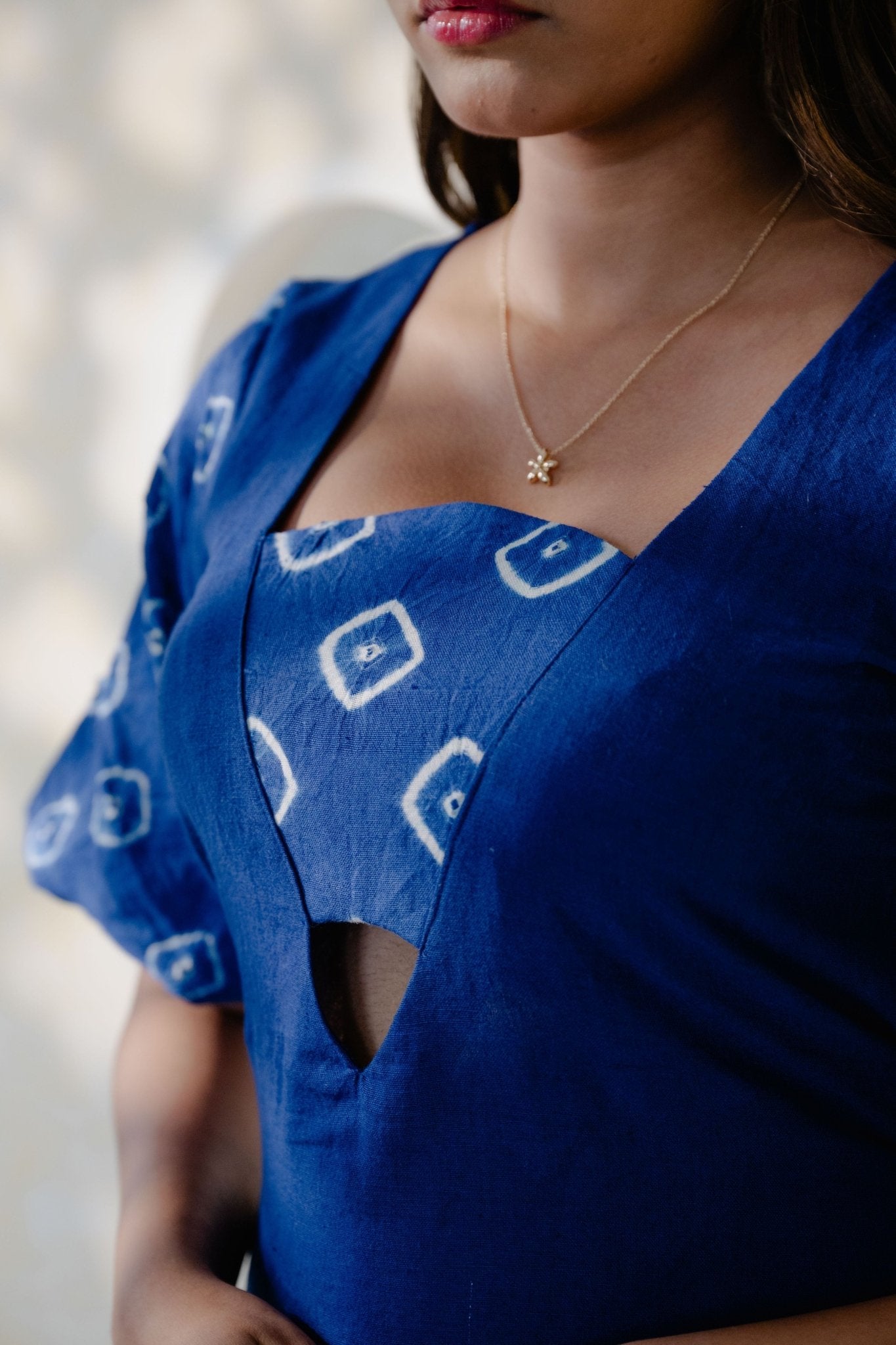 Aurelia Dress in Kala Cotton with Natural Indigo Dye – Womens Dress on Brown Living™. SKU: KAL-AUR-XS. Img 2.