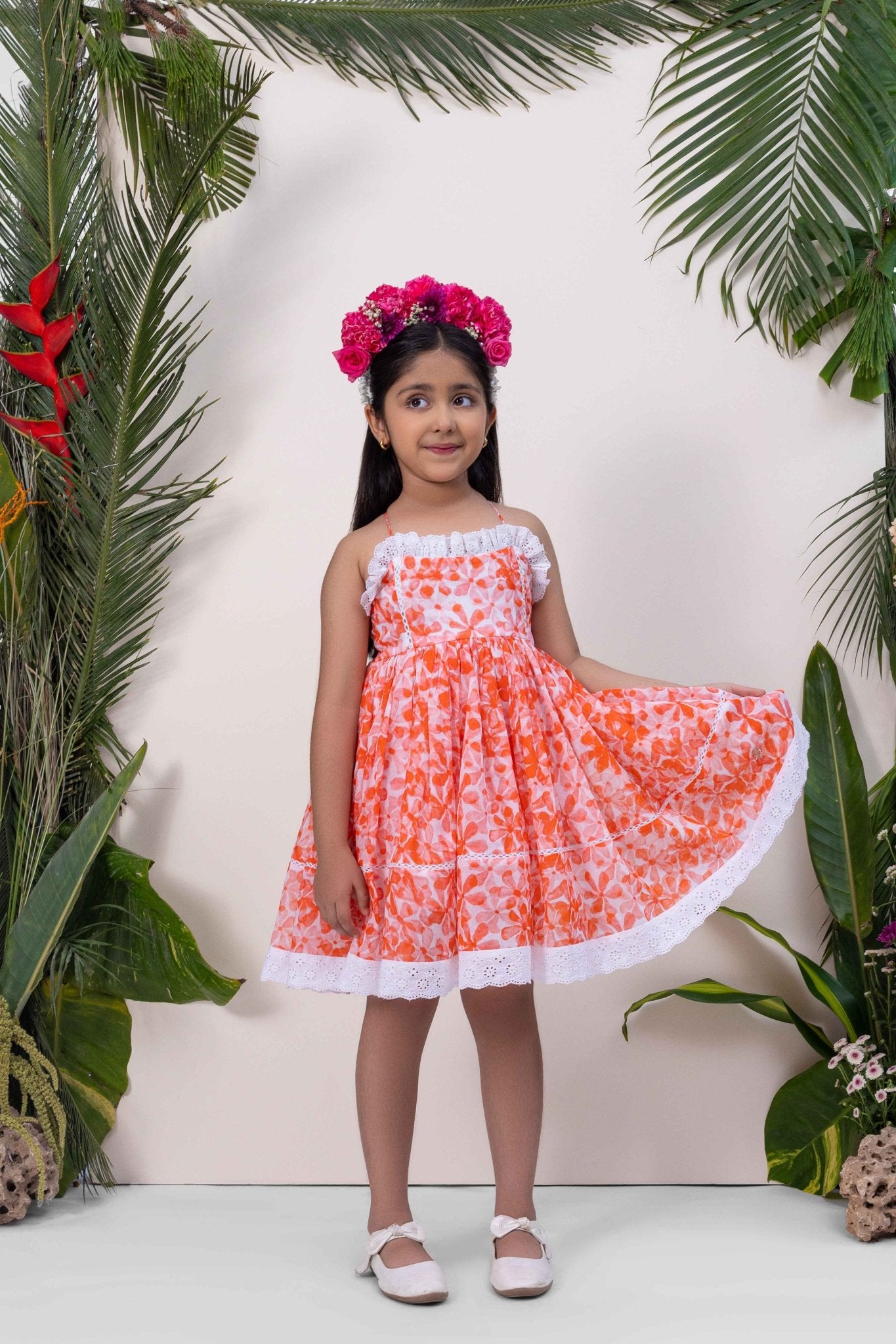 Aurora Noodle Strap Dress | Cute & Comfy Summer Dress for Girls – Kids Daywear Sets on Brown Living™. SKU: ML-EN-AS-3403to4. Img 1.
