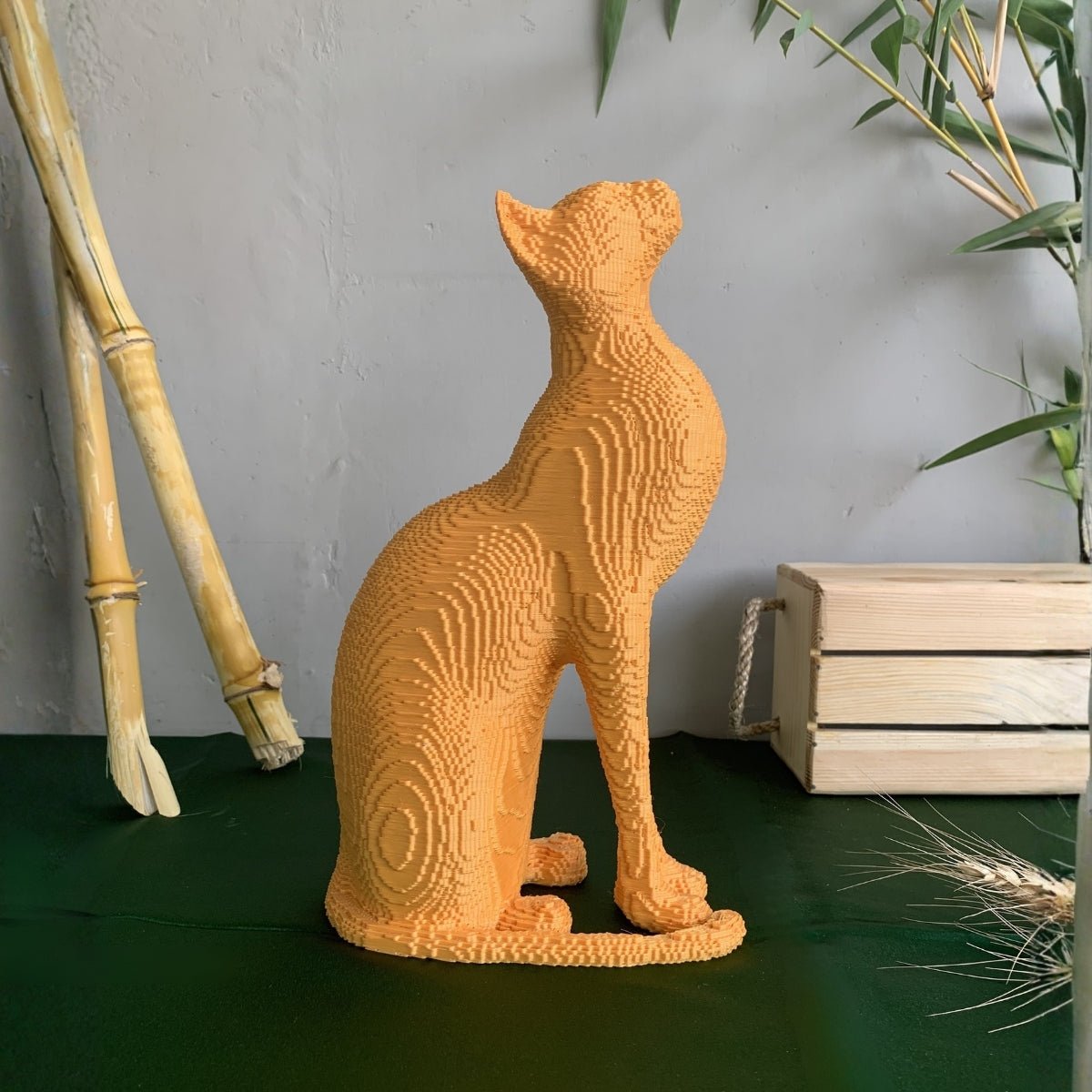 Aurous Feline Plant - Based Pure Gold Sculpture – Home Decor on Brown Living™. SKU: AUFEEDPLPGA089. Img 1.