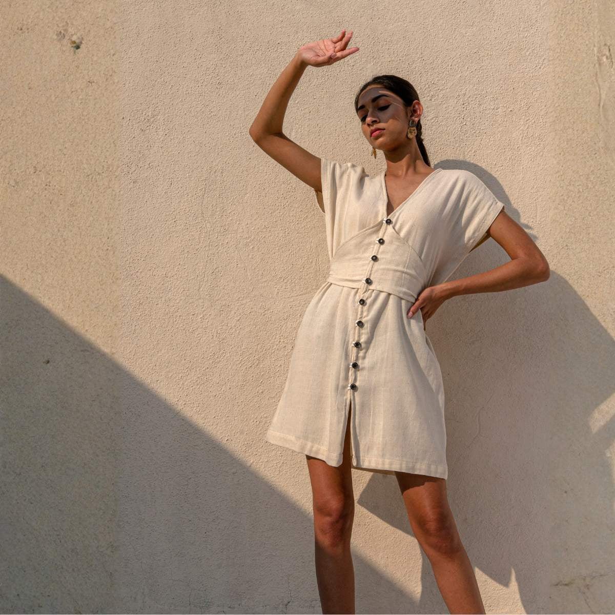 Aylin Kala Cotton Mini Dress For Women – Womens Dress on Brown Living™. SKU: JDS2010XS. Img 1.