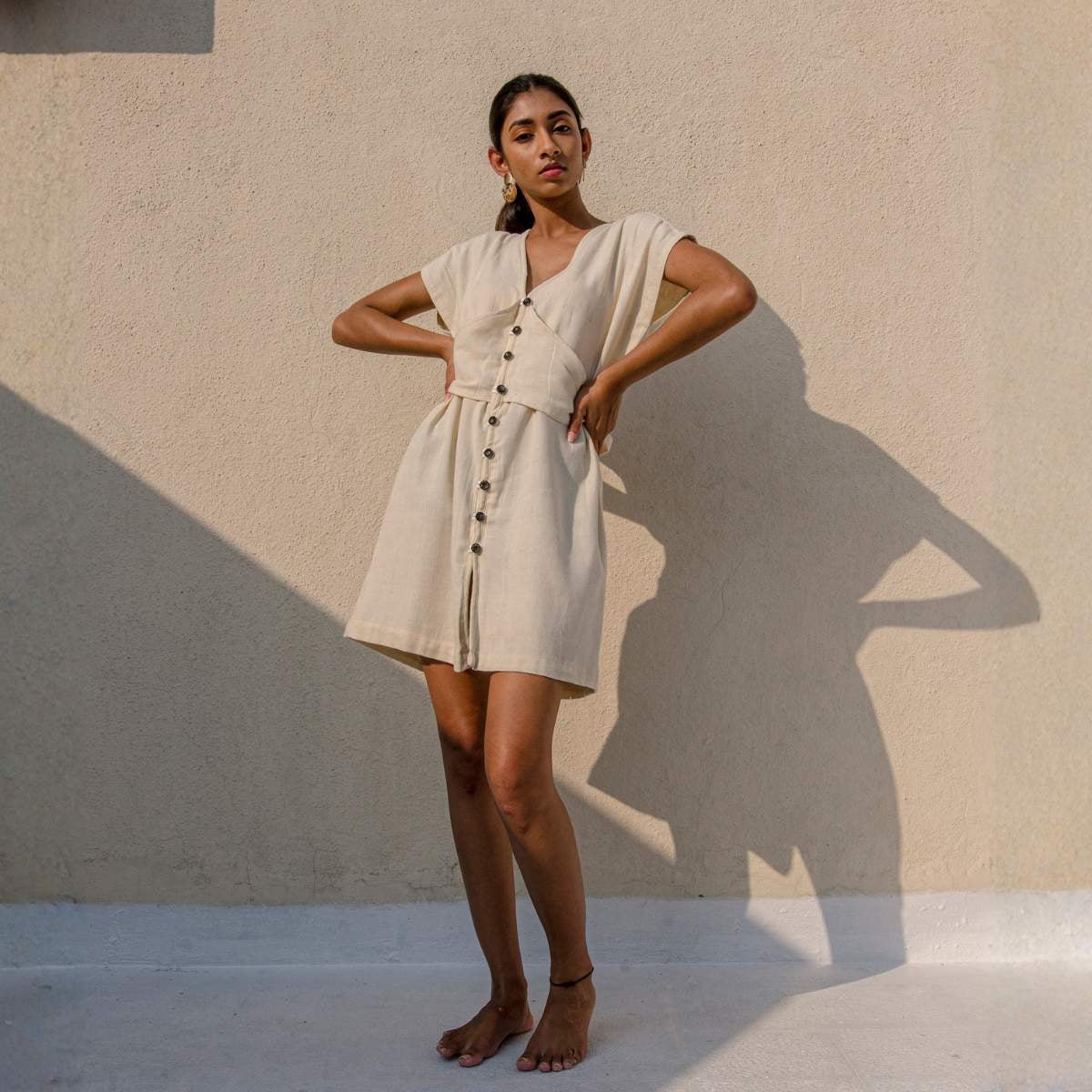 Aylin Kala Cotton Mini Dress For Women – Womens Dress on Brown Living™. SKU: JDS2010XS. Img 4.