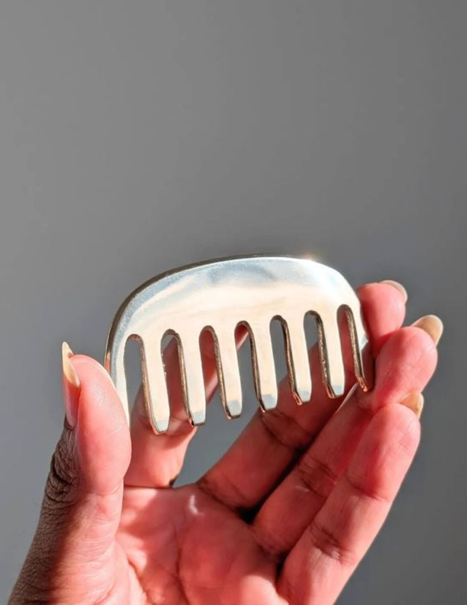 Ayurveda Natural Kansa Hair Comb | Pure Bronze Scalp Massaging Comb – Hair Comb on Brown Living™. SKU: kansacomb1. Img 7.