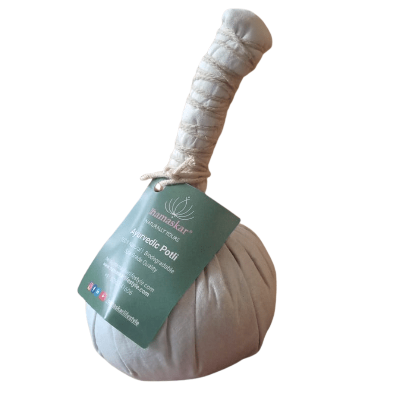 Ayurvedic Massage Potli Herbal Therapy Relaxation Bundle – Massager on Brown Living™. SKU: NAMPOTLI. Img 2.
