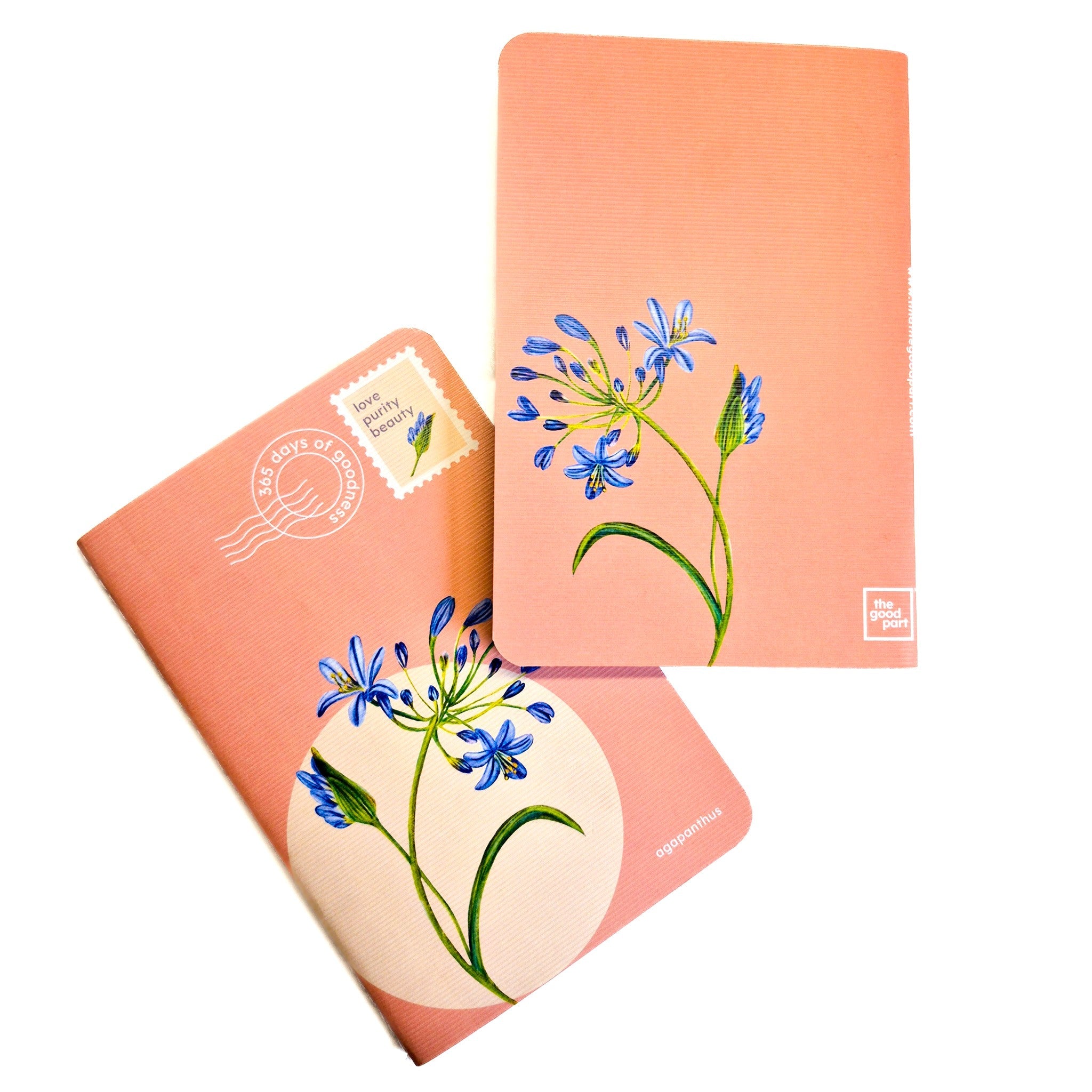 B6 Blank Notebook 100 Pages 100 GSM Paper | Agapanthus Design – Notebooks & Notepads on Brown Living™. SKU: B6NM01C. Img 1.