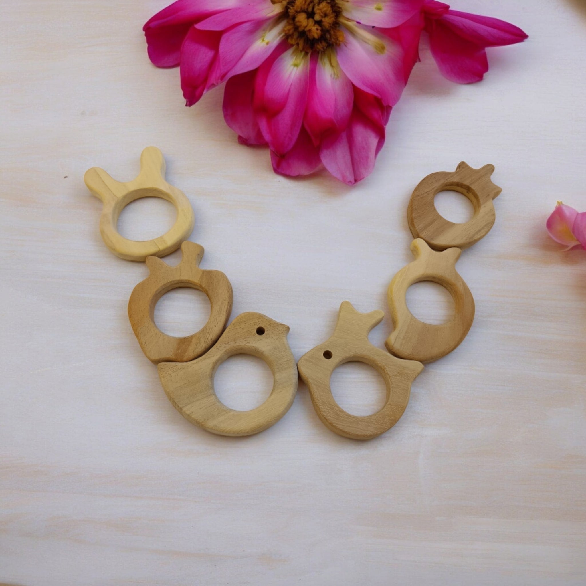 Baby Gum Friendly Teethers Made From Pure Neem Wood – Baby Teethers & Soothers on Brown Living™. SKU: T_APL-MNG-STBR-DV-RBT-BNY. Img 1.