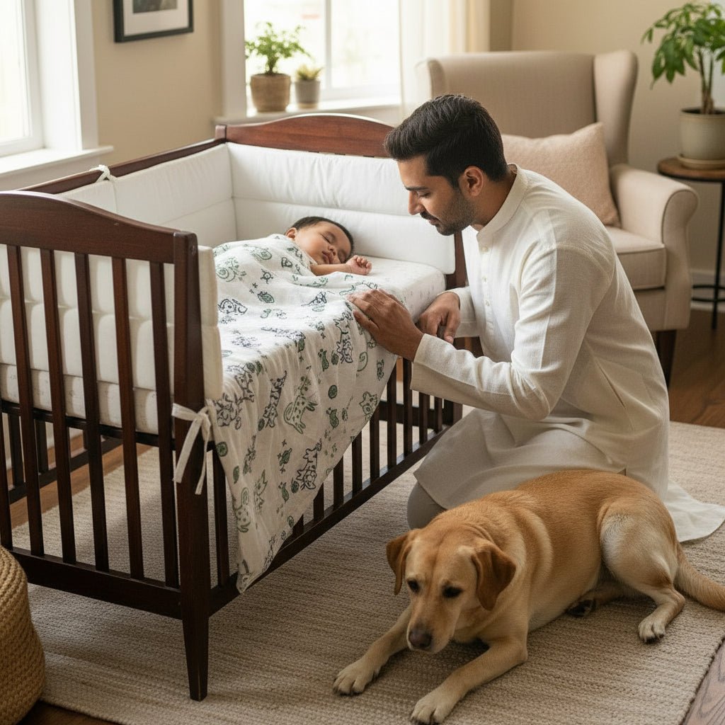 Baby Organic Cotton Swaddle Blanket – Baby Swaddle on Brown Living™. SKU: KOI - MNT - SWD. Img 7.