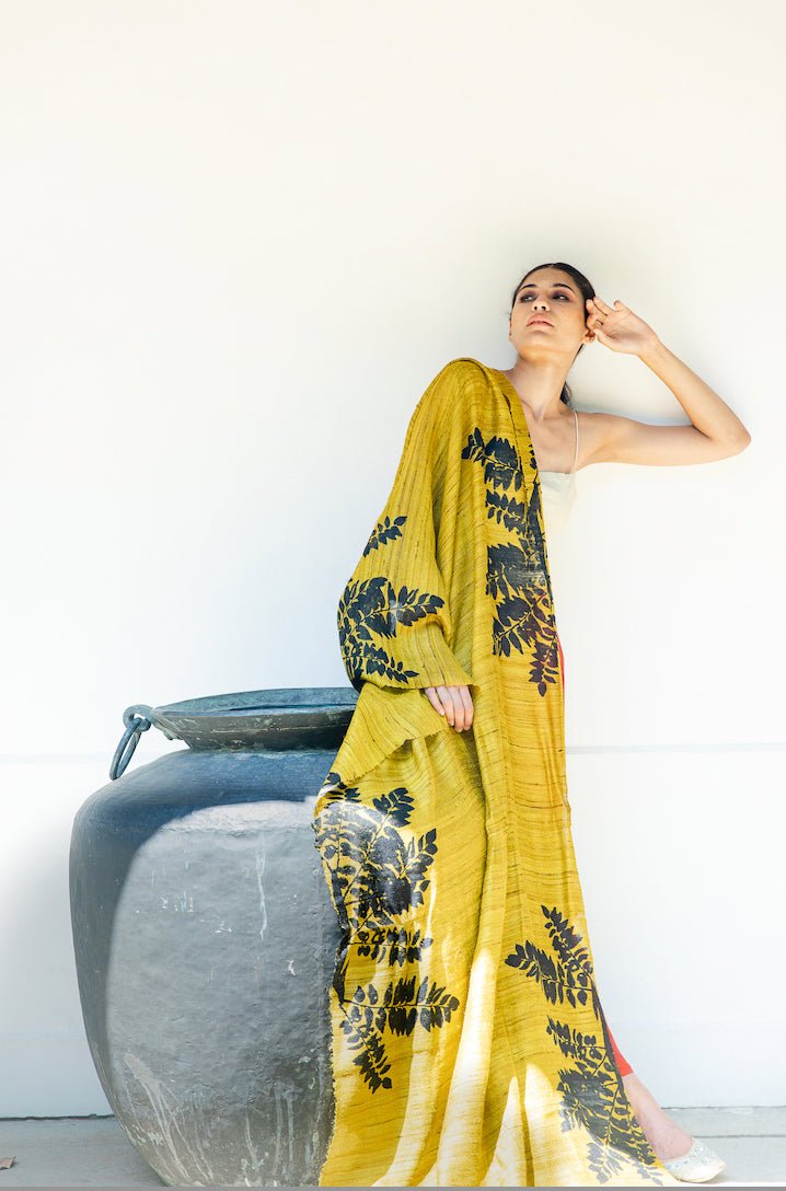 Bada Patta 100% Natural Ahimsa Tussar Peace Silk Scarf – Womens Scarf on Brown Living™. SKU: NAESWT03. Img 3.