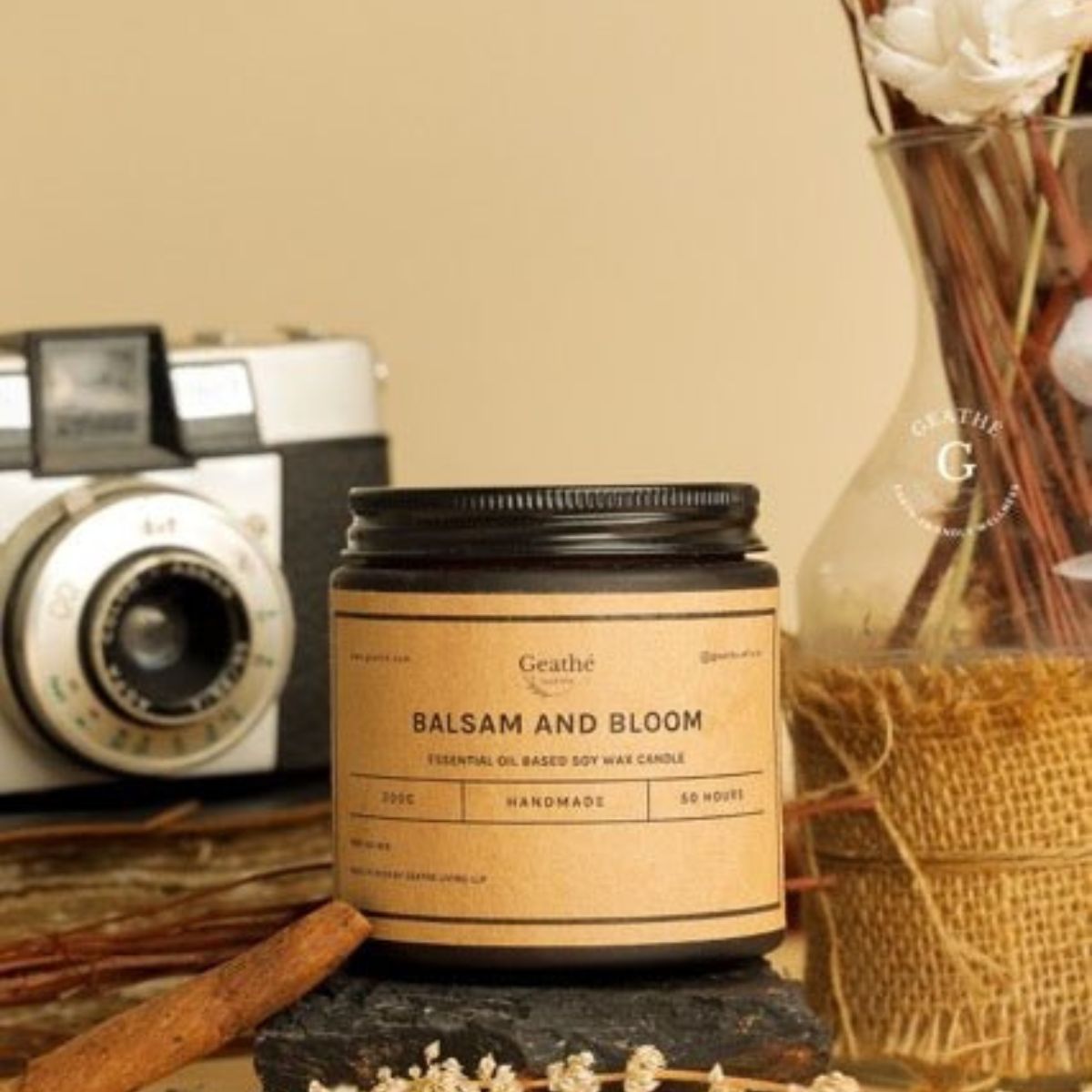 Balsam And Bloom Soy Wax Essential Oil Scented Candle – Candles & Fragrances on Brown Living™. SKU: CNDBB001. Img 1.