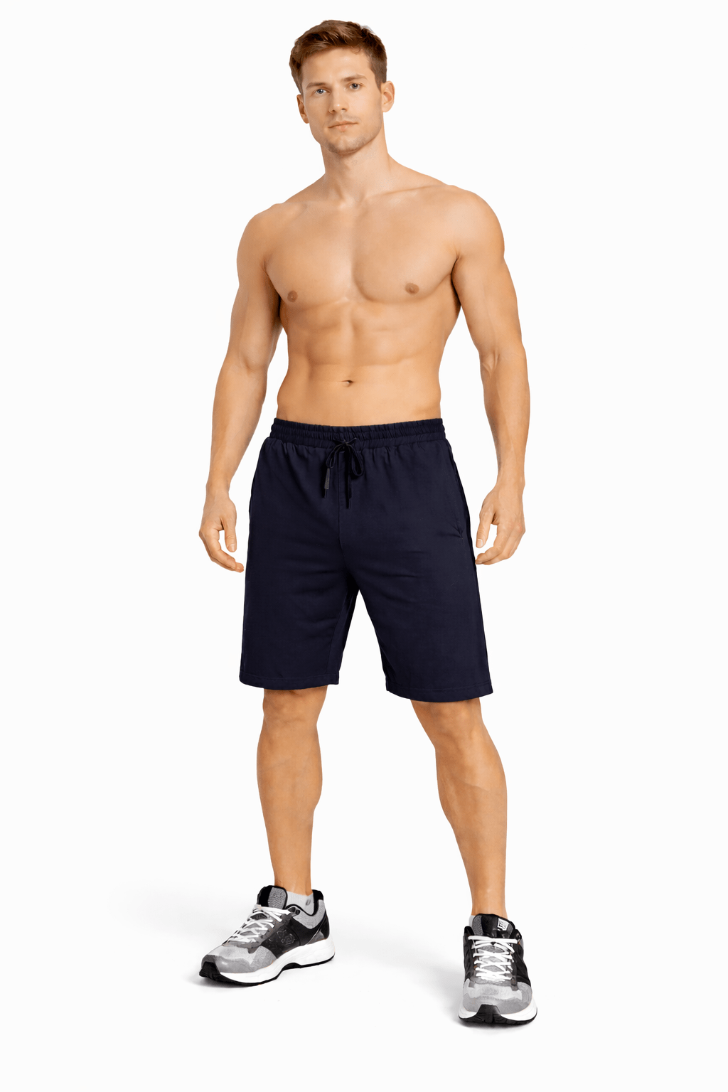 Bamboo Active Shorts For Men With Side Pockets – Mens Shorts on Brown Living™. SKU: M-KNEE-SHORT-BLK-M. Img 9.