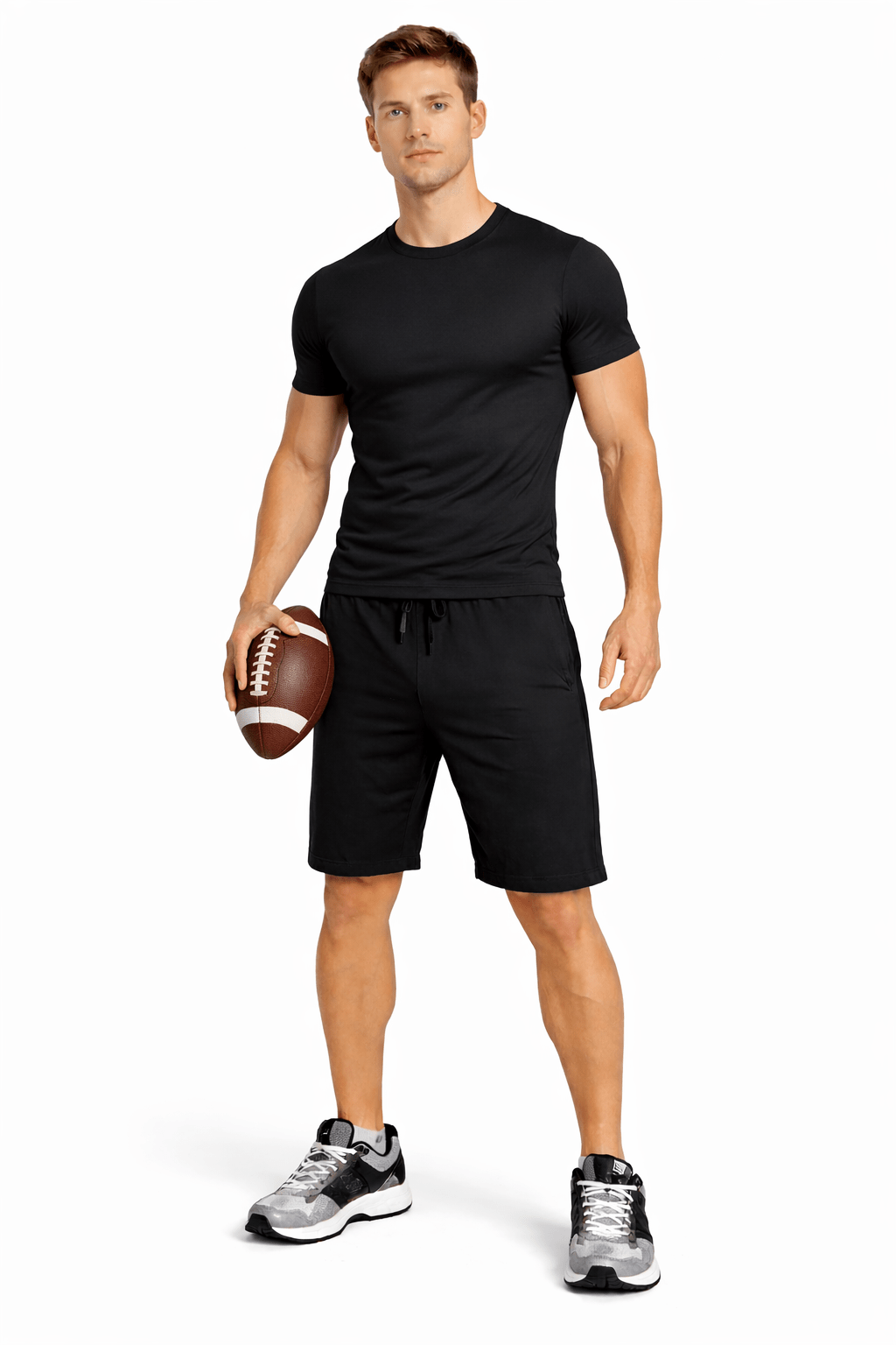 Bamboo Active Shorts For Men With Side Pockets – Mens Shorts on Brown Living™. SKU: M-KNEE-SHORT-BLK-M. Img 1.