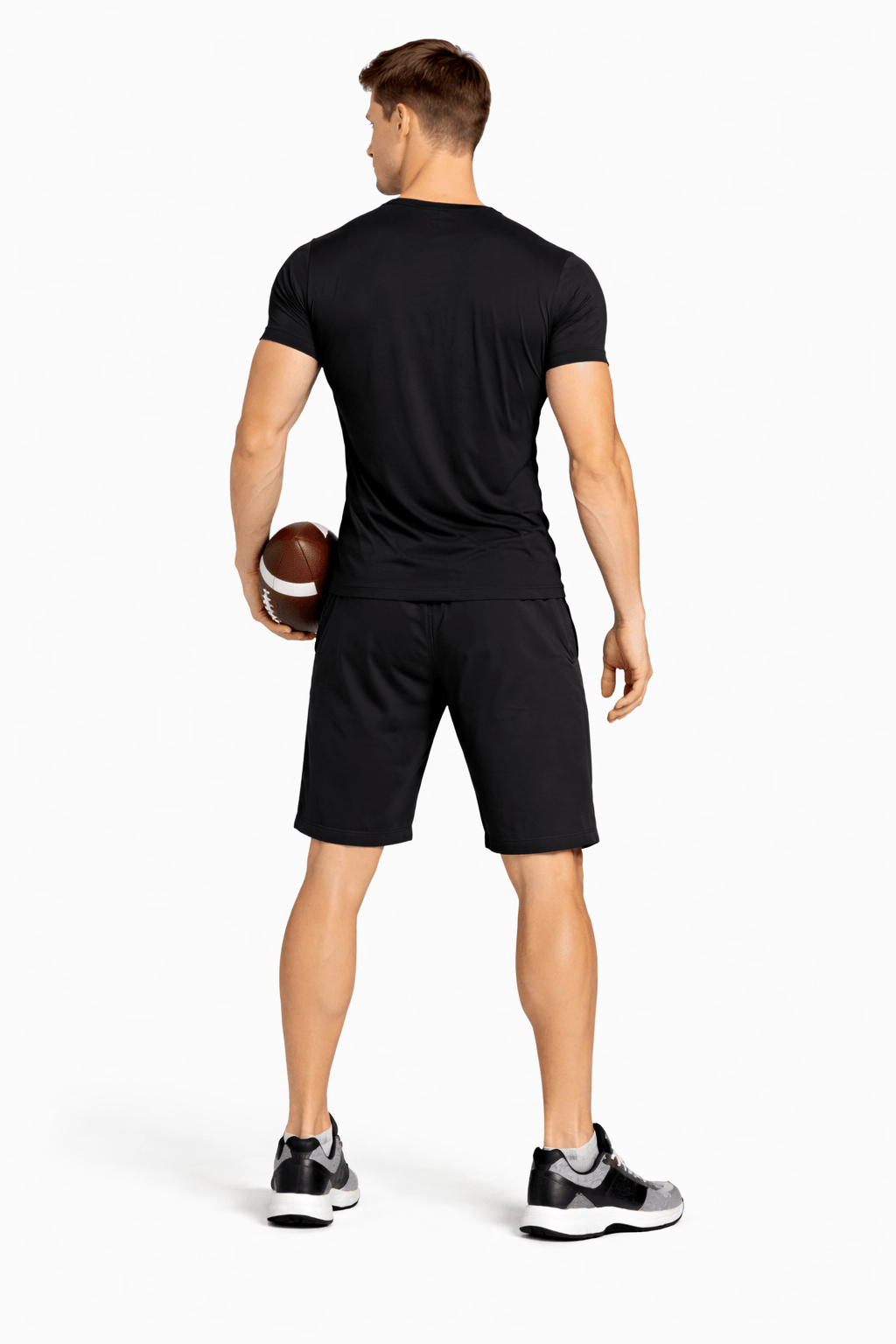 Bamboo Active Shorts For Men With Side Pockets – Mens Shorts on Brown Living™. SKU: M-KNEE-SHORT-BLK-M. Img 4.