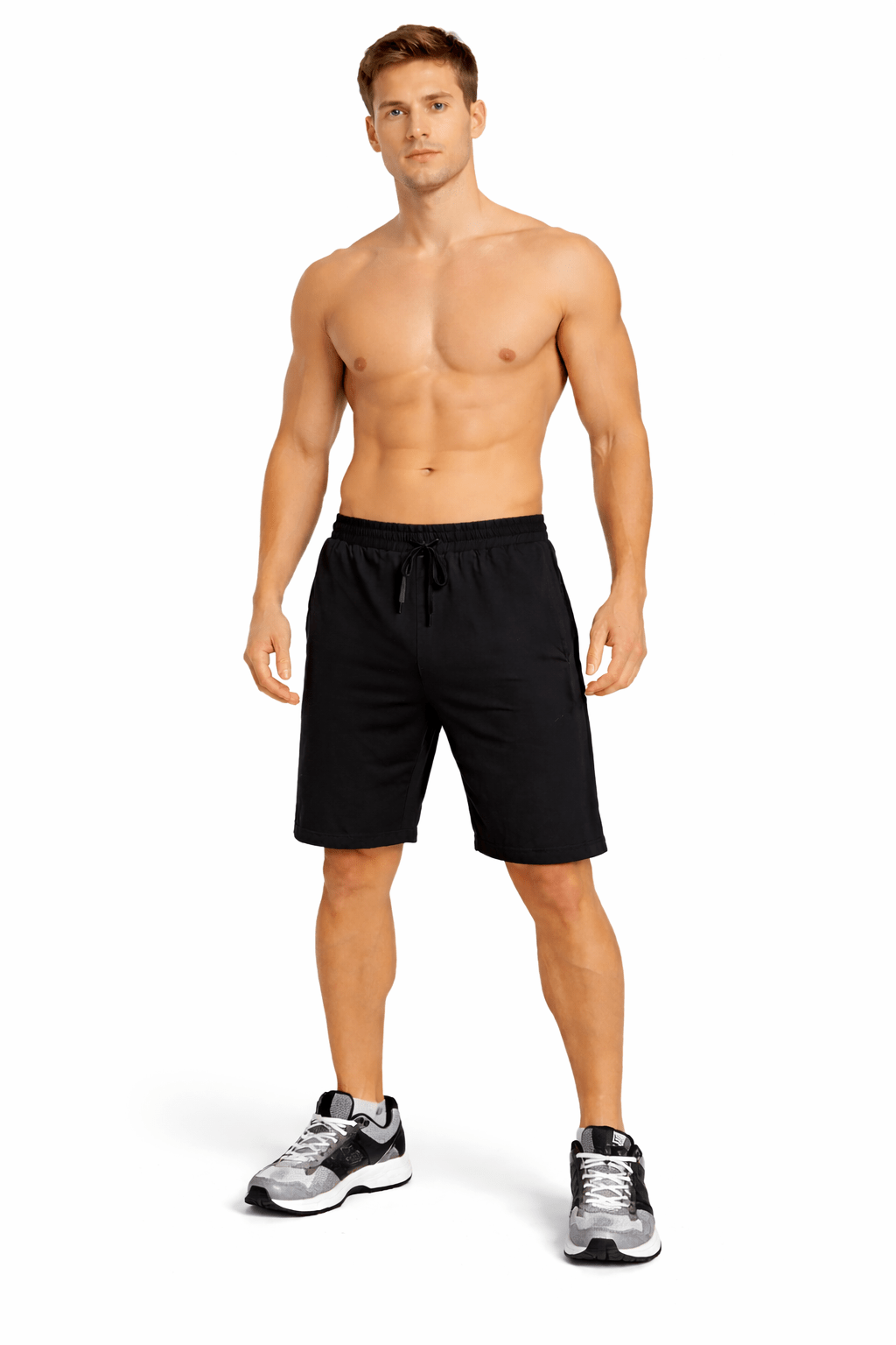 Bamboo Active Shorts For Men With Side Pockets – Mens Shorts on Brown Living™. SKU: M-KNEE-SHORT-BLK-M. Img 5.