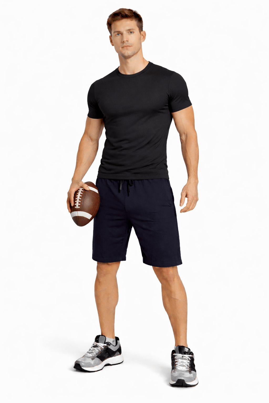 Bamboo Active Shorts For Men With Side Pockets – Mens Shorts on Brown Living™. SKU: M-KNEE-SHORT-NAVY-M. Img 10.