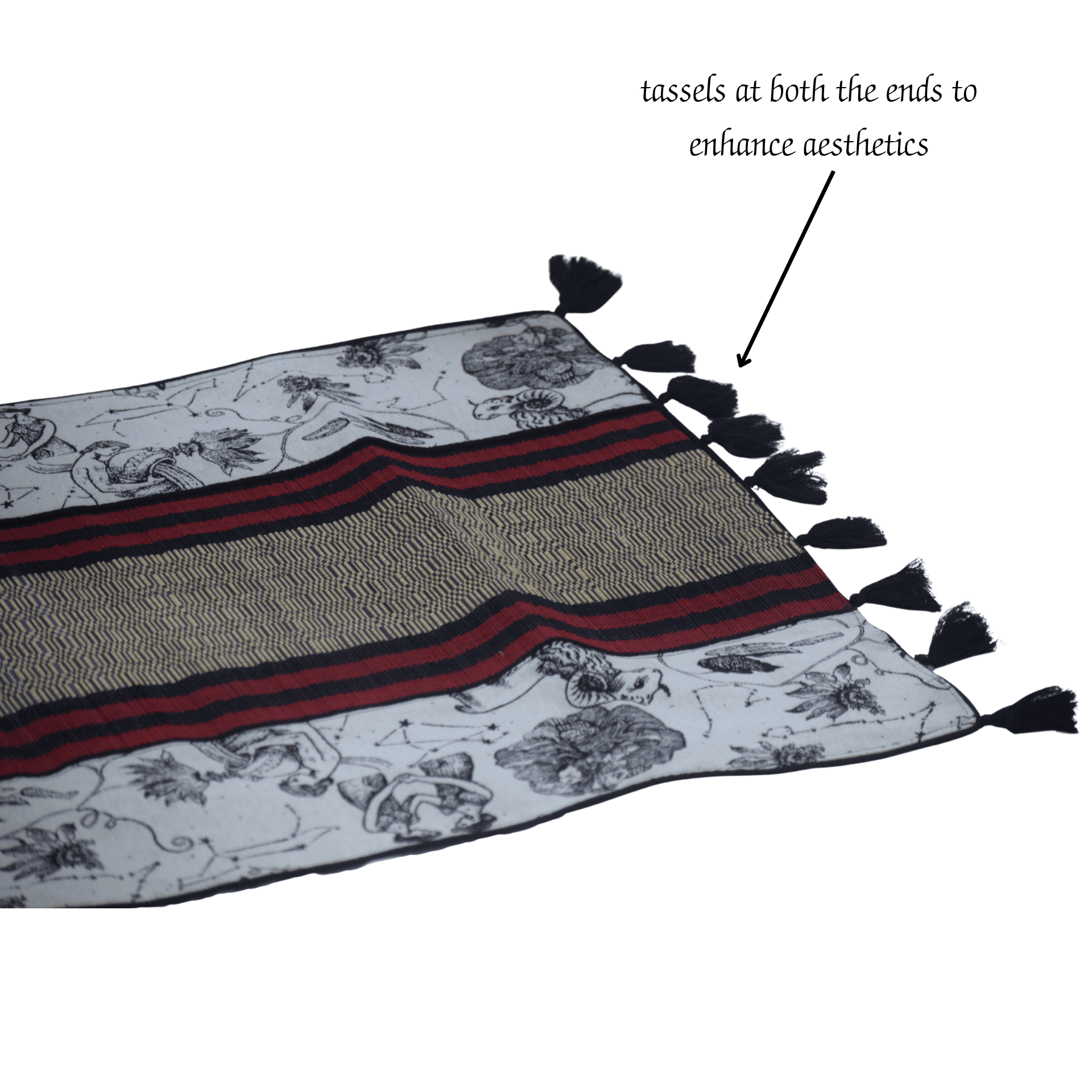 Bamboo Bed Mat Monochrome Jacquard Mystical Weave – Elegant Decor – Bed Linens on Brown Living™. SKU: SK-BDM-NBL-03-JBK. Img 5.