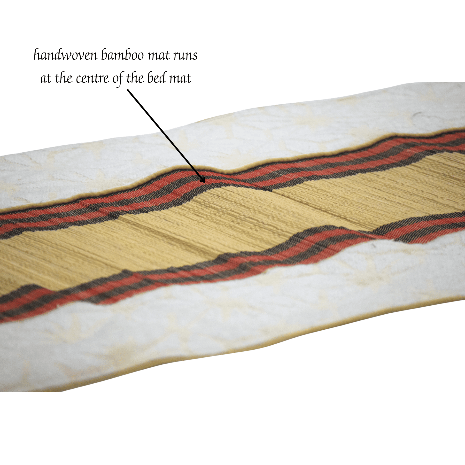 Bamboo Bed Mat Snowflake Weave with Muga Gold – Natural Comfort – Bed Linens on Brown Living™. SKU: SK-BDM-NBG-03-JBG. Img 9.