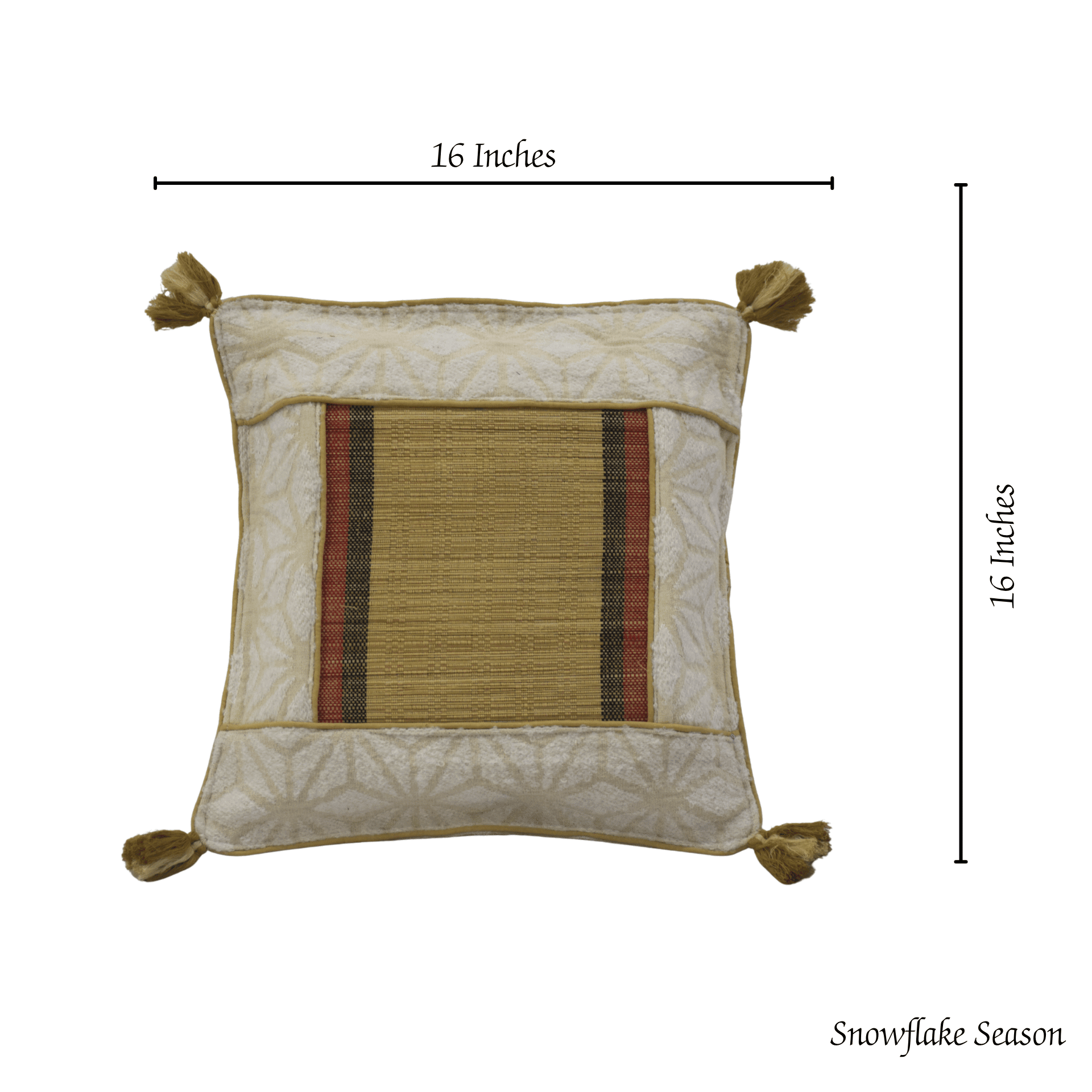 Bamboo Cushion Cover Snowflake Weave with Muga Gold – Elegant Decor – Covers & Inserts on Brown Living™. SKU: SK-BCC-NBG-01-JBG. Img 2.