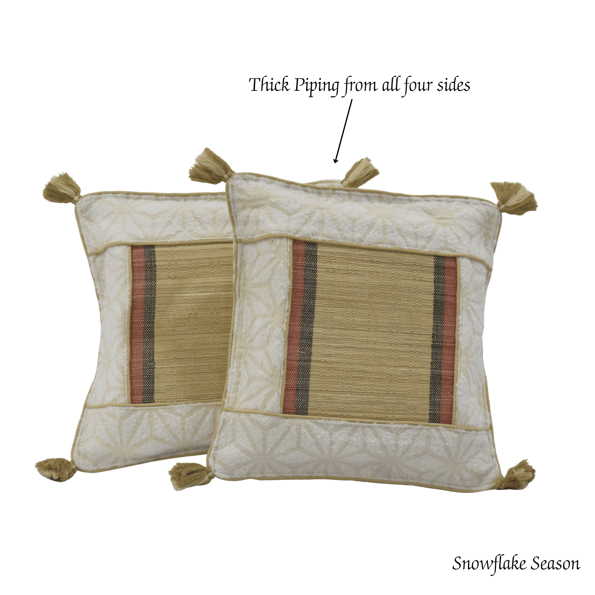 Bamboo Cushion Cover Snowflake Weave with Muga Gold – Elegant Decor – Covers & Inserts on Brown Living™. SKU: SK-BCC-NBG-01-JBG. Img 3.