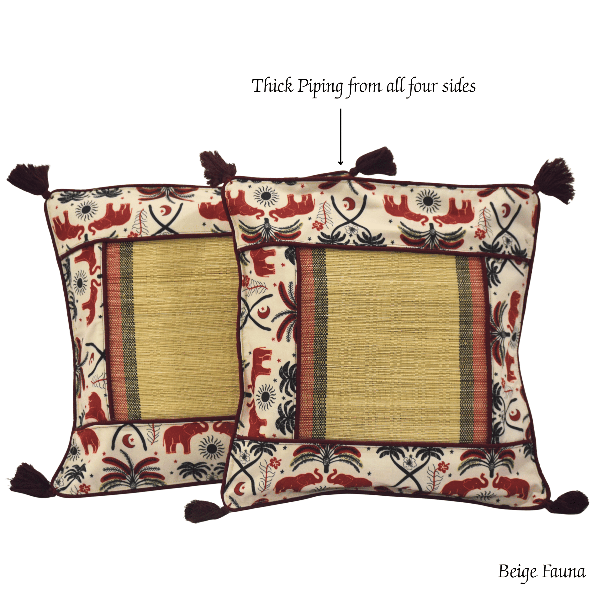 Bamboo Cushion Cover Tribal Elephant Print – Eco Friendly Decor – Covers & Inserts on Brown Living™. SKU: SK-BCC-NBG-01-CEP. Img 3.