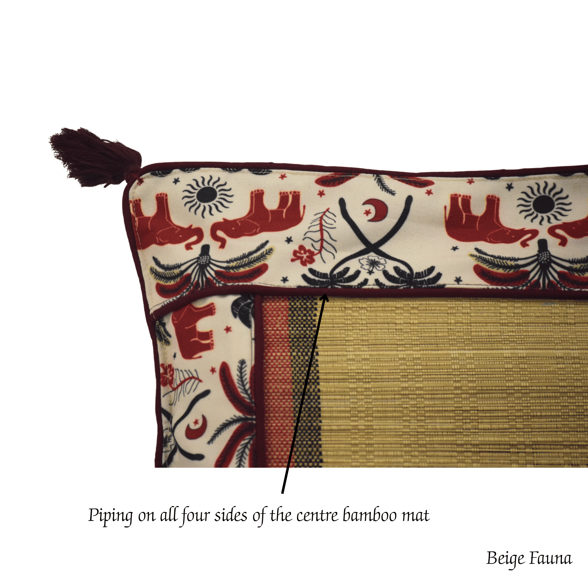 Bamboo Cushion Cover Tribal Elephant Print – Eco Friendly Decor – Covers & Inserts on Brown Living™. SKU: SK-BCC-NBG-01-CEP. Img 5.