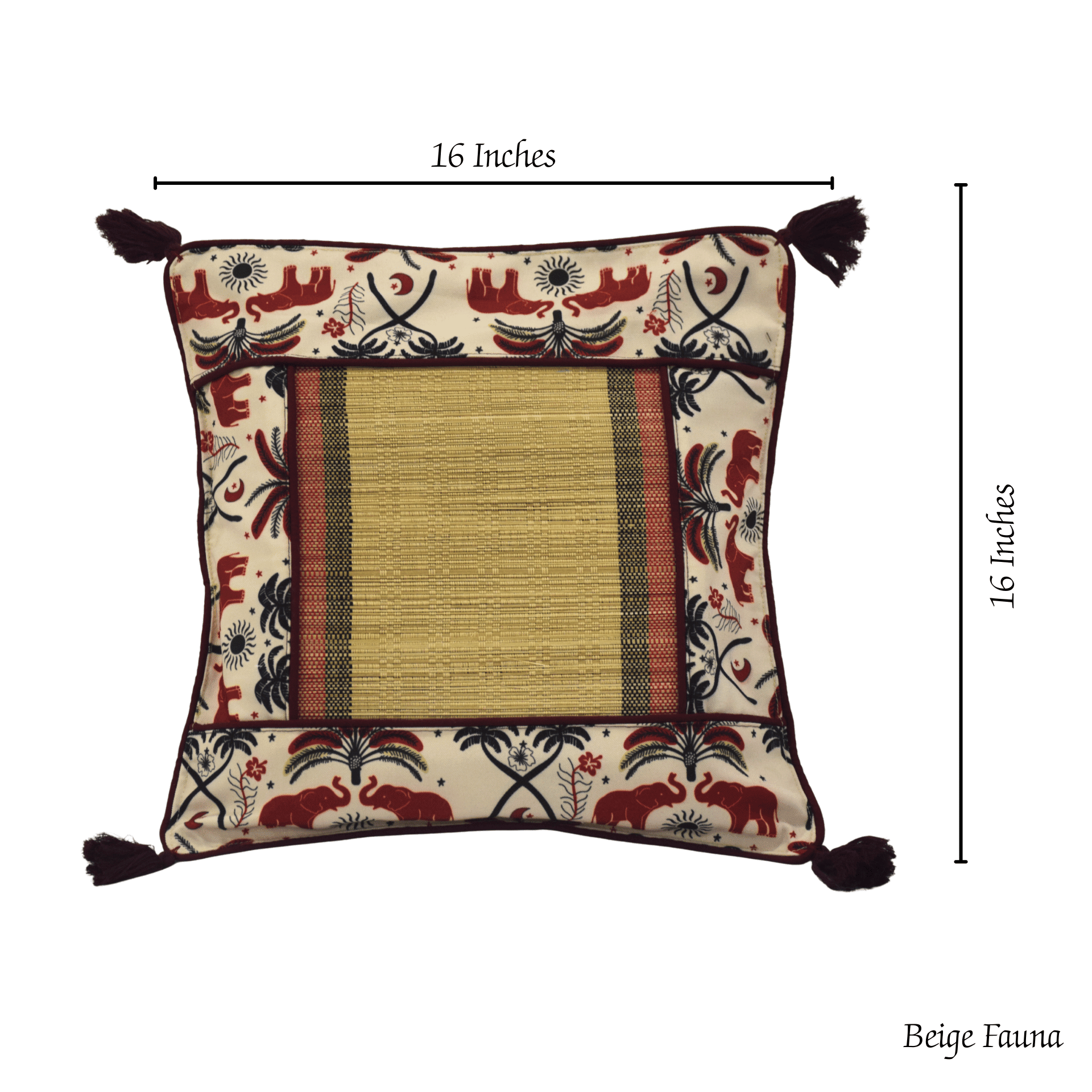 Bamboo Cushion Cover Tribal Elephant Print – Eco Friendly Decor – Covers & Inserts on Brown Living™. SKU: SK-BCC-NBG-01-CEP. Img 2.