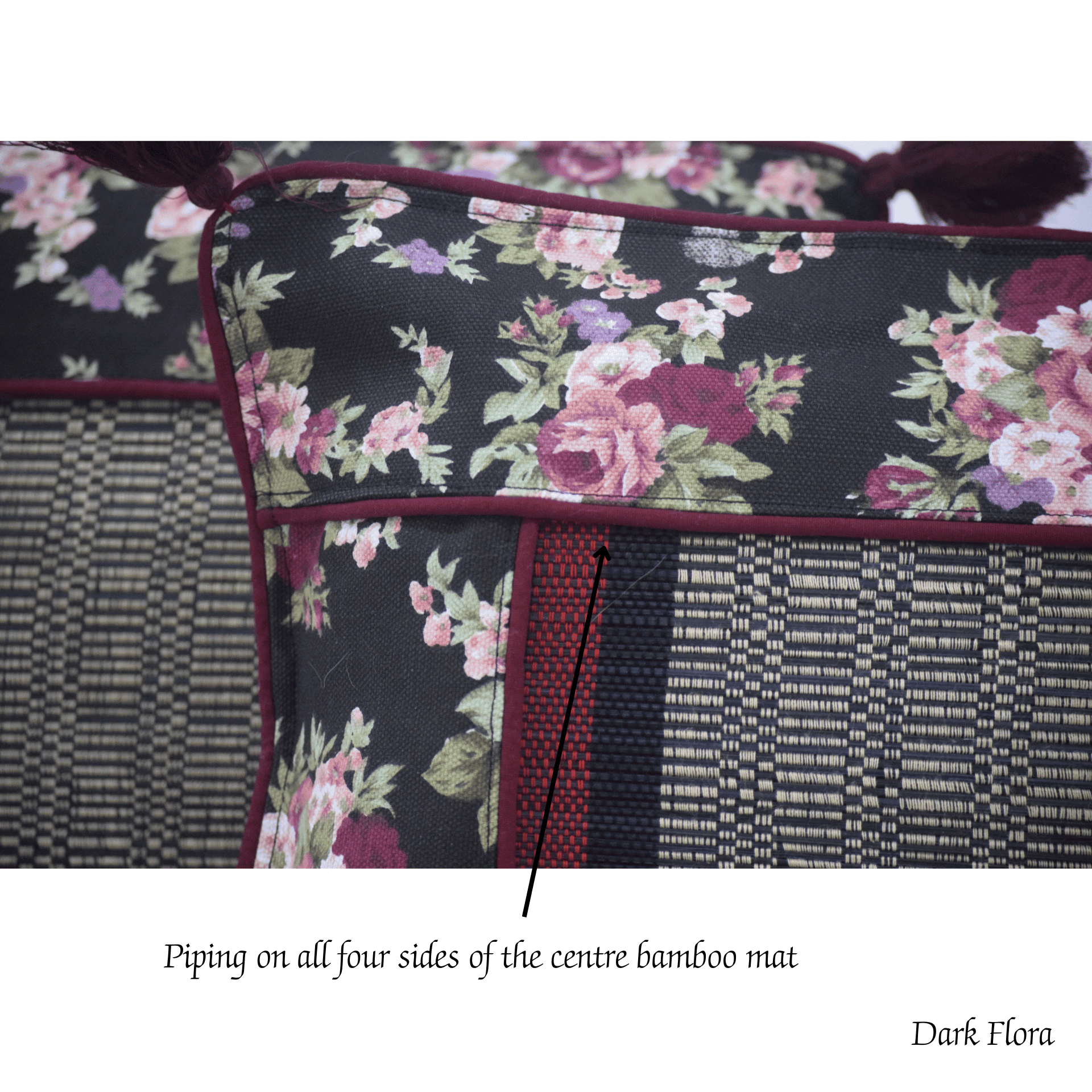 Bamboo Cushion Cover Vintage Floral Canvas – Eco Friendly Decor – Covers & Inserts on Brown Living™. SKU: SK-BCC-NBL-01-CFL. Img 5.