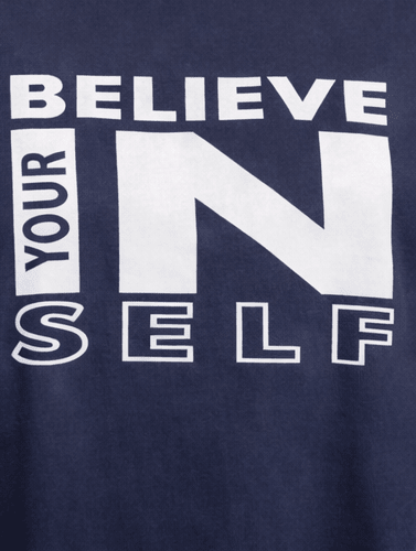 Bamboo Fabric Gen Z Oversized Printed T-Shirt – Soft Streetwear – Womens T-Shirt on Brown Living™. SKU: W-BELIEVE-OVERSIZ-NVY-M. Img 8.