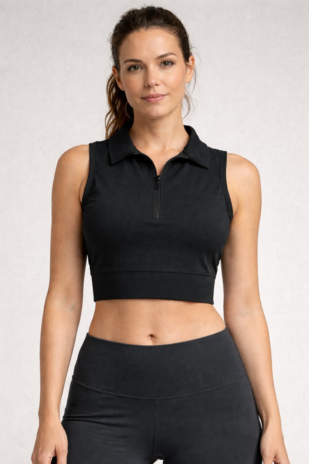 Bamboo Fabric Gen Z Tube Top For Women Strapless Crop Top – Womens Top on Brown Living™. SKU: W-ZIP-POLO-TOP-BLK-S. Img 18.