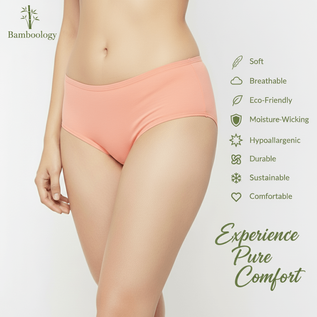 Bamboo fabric Women's Underwear Midi waist Panties | Pack Of 2 – Womens Underwear on Brown Living™. SKU: MIDI-PECH-WHITE-XXL. Img 11.