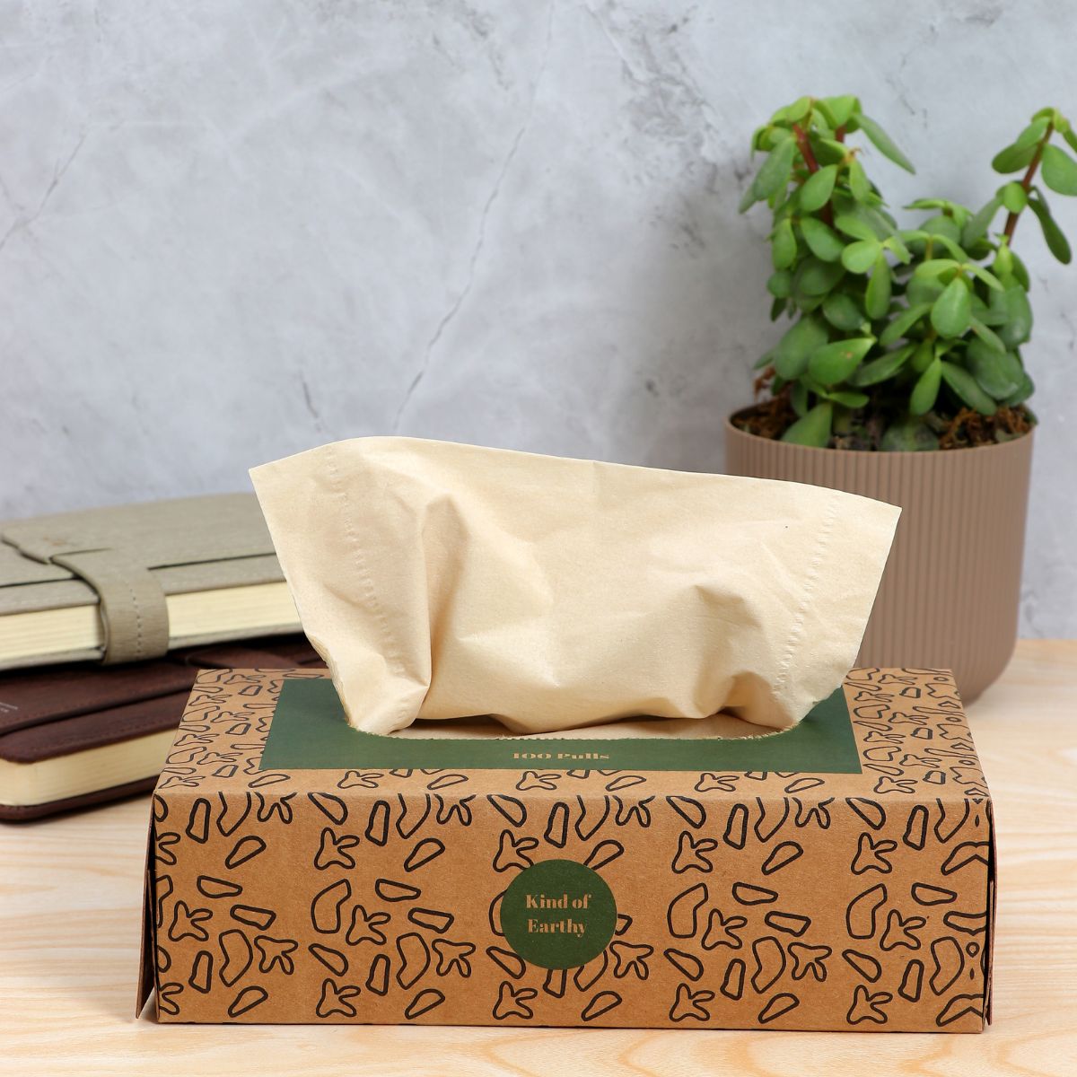 Bamboo Facial Tissues Pack of 2 | 2 - Ply | 100 Pulls Each | Printed Box – Face Tissue on Brown Living™. SKU: KOE-012-CL2. Img 2.
