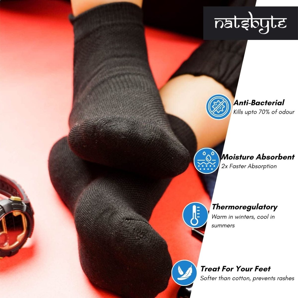 Bamboo Fiber Unisex Ankle Socks (Odour Free) – Mens Socks by NATSBYTE available on Brown Living™. Blue . SKU: Blue. Img 10.