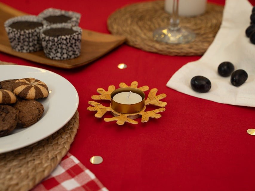 Bamboo Frost Tea Light Holder | Handcrafted Natural Decor | Set of 2 – Home Decor on Brown Living™. SKU: TL-805. Img 7.