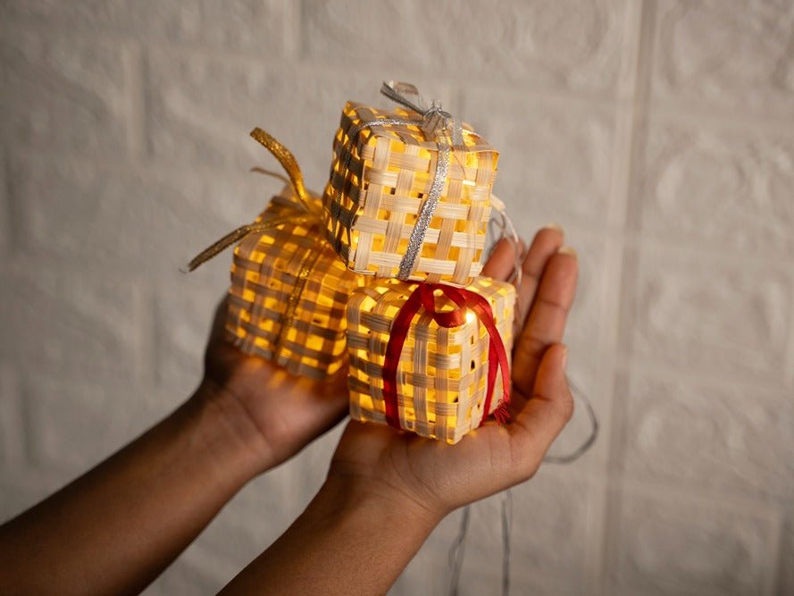 Bamboo Gift Box Fairy Lights |Handcrafted Eco - Friendly Decor | 3 Meter – Home Decor on Brown Living™. SKU: FL-763. Img 7.