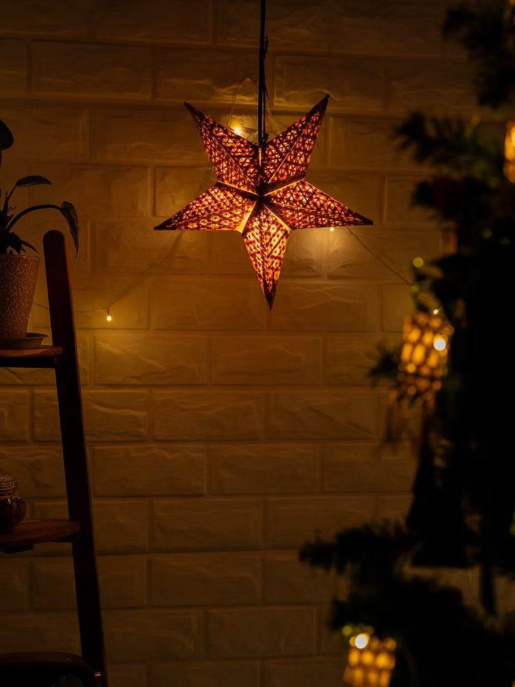 Bamboo Golden Glow Star – Handcrafted Eco - Friendly Christmas Ornament – Home Decor on Brown Living™. SKU: BTDE-633_small. Img 1.