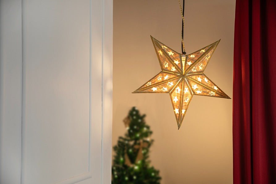 Bamboo Joy Star | Handcrafted Eco - Friendly Christmas Decor – Home Decor on Brown Living™. SKU: ST-820_Large_Natural. Img 1.