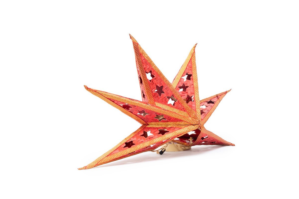 Bamboo Joy Star | Handcrafted Eco - Friendly Christmas Decor – Home Decor on Brown Living™. SKU: ST-820_Large_Red. Img 14.