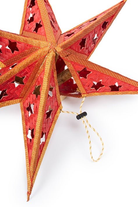 Bamboo Joy Star | Handcrafted Eco - Friendly Christmas Decor – Home Decor on Brown Living™. SKU: ST-820_Large_Red. Img 13.