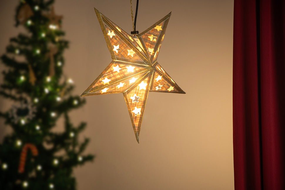 Bamboo Joy Star | Handcrafted Eco - Friendly Christmas Decor – Home Decor on Brown Living™. SKU: ST-820_Medium_Natural. Img 3.