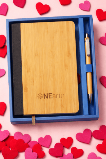 Bamboo Pen And Journal Gift Box Eco Friendly Stationery Set – Stationary on Brown Living™. SKU: OEP931. Img 1.