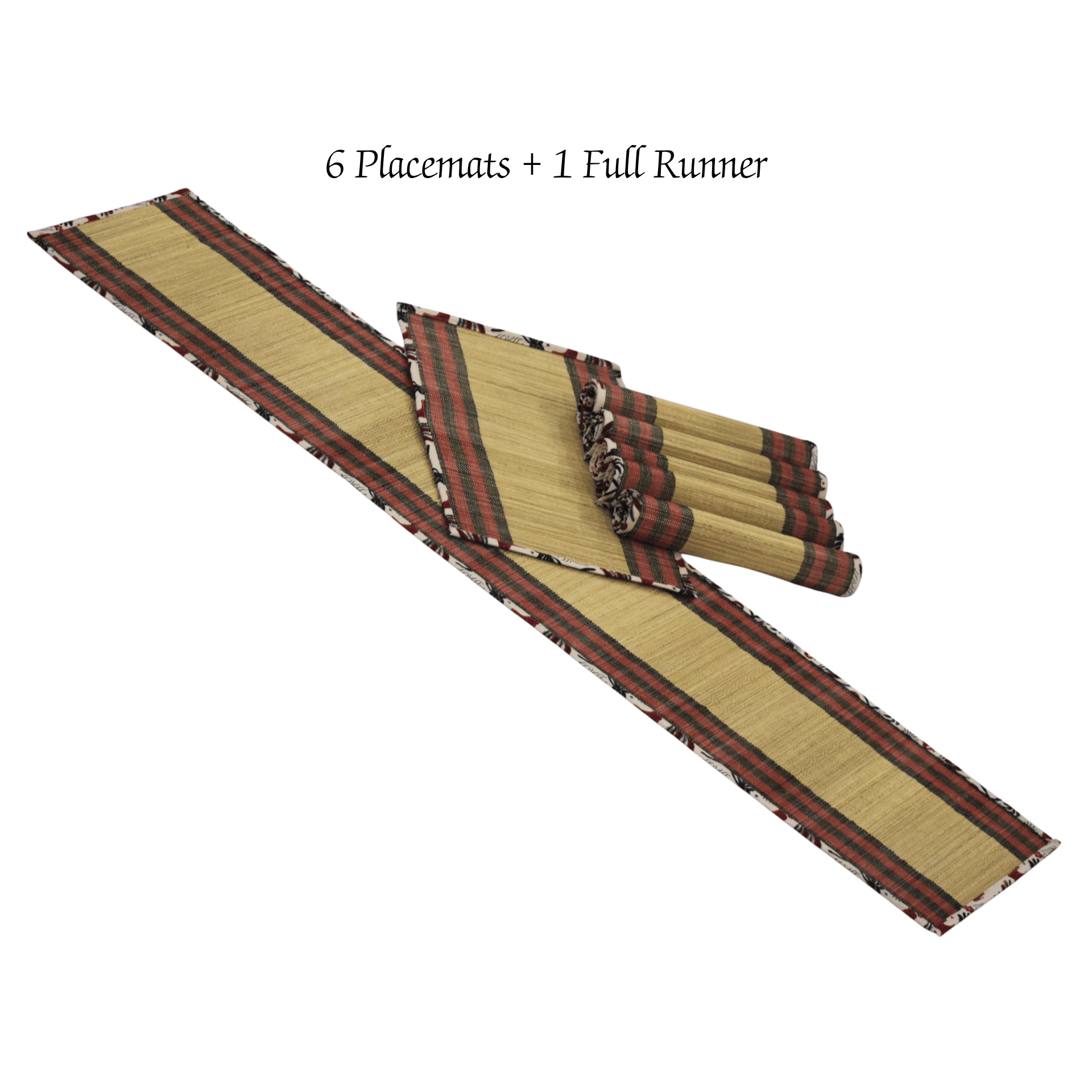 Bamboo Placemats – Elephant Print Canvas Edge – Table Linens on Brown Living™. SKU: SK-BPM-NBG-06-CEP. Img 5.