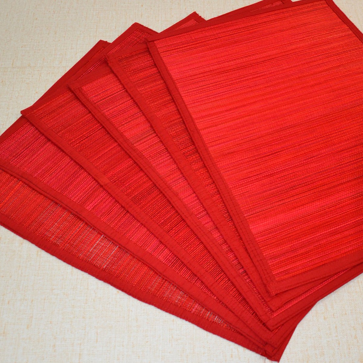 Bamboo Placemats Set of 6 – Eco - Friendly Dining Essentials – Table Linens by DHARINI available on Brown Living™. Red . SKU: BAPMAT009C. Img 7.