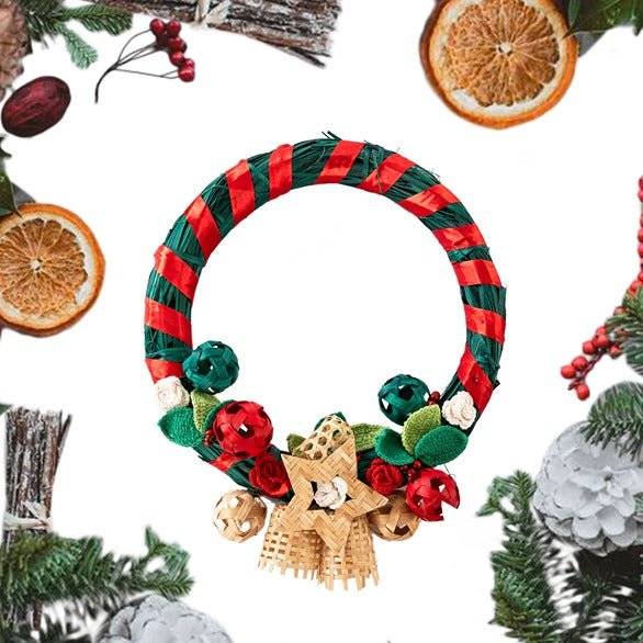 Bamboo Starry Wreath – Handcrafted Sustainable Christmas Decor – Home Decor on Brown Living™. SKU: BTDE-622. Img 5.